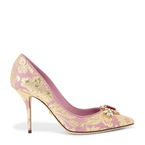 Floral brocade pumps