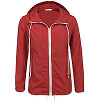 women's hooded lightweigt waterproof rainwear outdoor slim raincoat(red,xxl) Lightinthebox - thumbnail