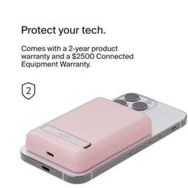 Belkin 5000 mAh Magnetic Wireless Power Bank, Portable Charger Compatible With MagSafe With Pass-thru Charging, 7.5W Output, 10W Input And Kickstand, Compatible With iPhone 16, 15, 14 Series, Pink HPB-M5KPK0215