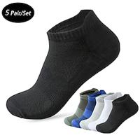 Men's 5 Pack Multi Packs Socks Ankle Socks Low Cut Socks Running Socks Casual Socks Black White Color Plain Sports Outdoor Daily Vacation Basic Medium Spring Fall Fashion Casual Lightinthebox