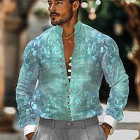 Floral Men's Resort Hawaiian 3D Printed Shirt Outdoor Holiday Daily Wear Spring Summer Standing Collar Long Sleeve Purple Green S M L Lightinthebox