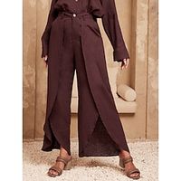 Women's Swing Full Length Linen Chino Casual Daily Brown Summer Spring   Fall S M L Lightinthebox