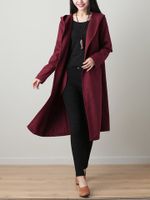 Women Elegant Solid Color Hooded Coats