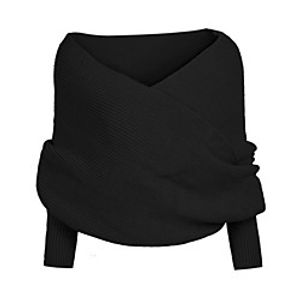 Women's Cardigan Poncho Sweater Knitted Solid Color Stylish Basic Casual Long Sleeve Sweater Cardigans V Neck Fall Winter Gray Black Red miniinthebox