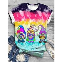 Women's T shirt Tee Portrait Daily Weekend Pink Print Short Sleeve Fashion Round Neck Regular Fit Summer Lightinthebox - thumbnail