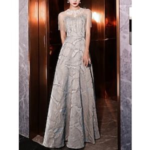 Sheath  Column Mother of the Bride Dress Party Elegant Jewel Neck Floor Length Cotton Blend Sleeveless with Lace Tassel 2023 Lightinthebox