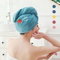 Dry Hair Cap Absorbent Shower Cap Washing Hair Quick-drying Embroidery Towel Female Thickened Adult Long Hair Wiping Head Scarf Lightinthebox - thumbnail