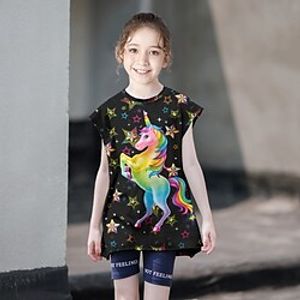 Kids Girls' Tank Sleeveless 3D Print Cartoon Animal Black Blue Rainbow Children Tops Spring Summer Daily Sports Daily Outdoor Loose 4-13 Years Lightinthebox