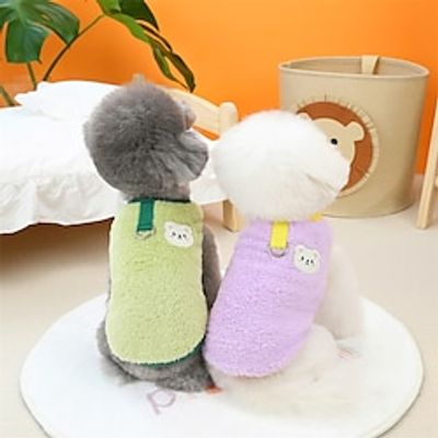Dog Cat Vest Bear Adorable Leisure Outdoor Dailywear Winter Dog Clothes Puppy Clothes Dog Outfits Breathable Purple Green Costume for Girl and Boy Dog Coral Fleece XS S M L XL Lightinthebox