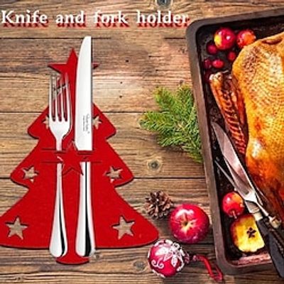 12pcs New Christmas Tree Cutlery And Fork Cover Table Decoration Christmas Ornaments Christmas Decorations Christmas Tree Decorations Ornaments miniinthebox