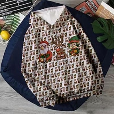 Kids Boys Ugly Christmas Hoodie Pullover Graphic Santa Claus Long Sleeve Pocket Children Top Outdoor Hoodie Active Cute Champagne Winter 7-13 Years Lightinthebox