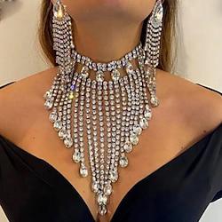 Bridal Jewelry Sets 1 set Rhinestone 1 Necklace Earrings Women's Statement Luxury Cute Tassel Fringe irregular Jewelry Set For Wedding Party Lightinthebox