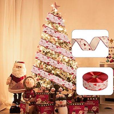 Ribbon Christmas gift ribbon polyester maple leaf elk Christmas tree baking cake bag decoration bow ribbon miniinthebox