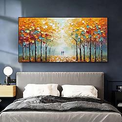 Hand-painted Modern Abstract Thick Knife Street Yellow 3D Landscape Oil Painting Beautiful Wall Artwork Gift No Frame Lightinthebox