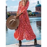 Women's Casual Dress Swing Dress Floral Print V Neck Long Dress Maxi Dress Streetwear Maxi Street Holiday Long Sleeve Summer Lightinthebox