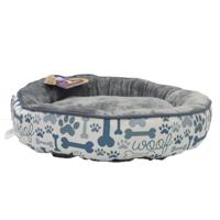 NutraPet Aahh Snuggly D50Xh15Cm Flannel Paw & Bones - Blue Grey