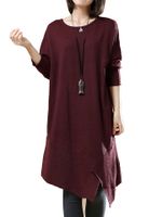 O-Newe Fashion Women Long Sleeve Irregular Dress