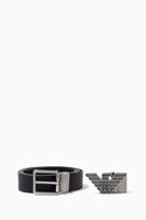 EA Interchangeable Buckle Reversible Belt in Leather EA Interchangeable Buckle Reversible Belt in Leather