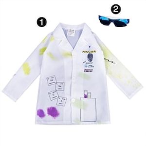 Doctor Mad Scientist Mad Professor Party Costume Costume Kid's Boys Cosplay Halloween Performance Halloween Masquerade Festival  Holiday Polyester White Easy Carnival Costumes Letter  Coat Lightinthebox