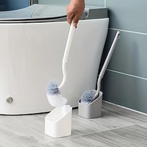 1set Toilet Brush And Holder Set For Bathroom, Household Soft Bristle Long Handle, 360°Depth Cleaning Vented Quick Drying Wall Mountable, Bathroom Accessories, Bathroom Supplies Lightinthebox