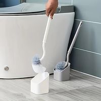 1set Toilet Brush And Holder Set For Bathroom, Household Soft Bristle Long Handle, 360°Depth Cleaning Vented Quick Drying Wall Mountable, Bathroom Accessories, Bathroom Supplies Lightinthebox - thumbnail