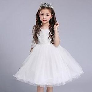 girl's dresses sweet white half sleeves lace mesh flower girls party dress kids baby clothes children baptism birthday christening holy Lightinthebox