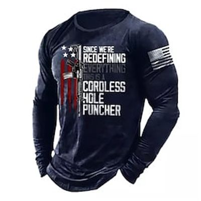 Men's T shirt Tee Tee Graphic Letter Weapon Crew Neck Clothing Apparel 3D Print Outdoor Casual Long Sleeve Print Vintage Fashion Designer Lightinthebox