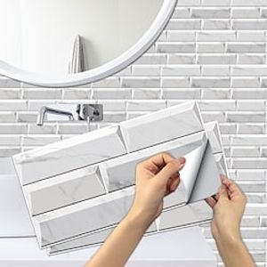 European Style Retro White Grain Diamond Brick Waterproof  Tile Stickers Kitchen Stove Waterproof And Oil Proof Stickers House DIY Removable Pre-pasted Wall Stickers Lightinthebox