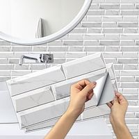 European Style Retro White Grain Diamond Brick Waterproof  Tile Stickers Kitchen Stove Waterproof And Oil Proof Stickers House DIY Removable Pre-pasted Wall Stickers Lightinthebox - thumbnail