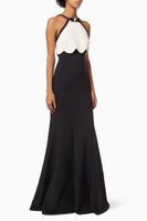 Two Tone Mermaid Dress in Double Crepe - thumbnail