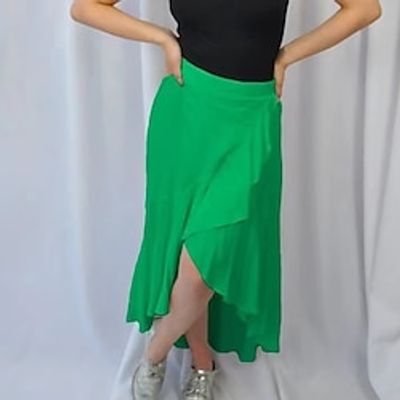Women's Skirt Long Skirt Midi Black White Pink Red Skirts Ruched Ruffle Elegant Fashion Casual Street Daily Spring Summer S M L Lightinthebox