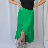 Women's Skirt Long Skirt Midi Black White Pink Red Skirts Ruched Ruffle Elegant Fashion Casual Street Daily Spring Summer S M L Lightinthebox - thumbnail