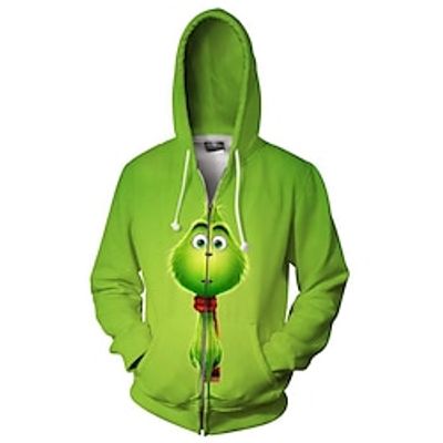 The Grinch Grinch Ugly Christmas Sweater / Sweatshirt Outerwear Zip-Up Hoodie Print Front Pocket Graphic Outerwear For Men's Women's Unisex Adults' 3D Print 100% Polyester Party Festival miniinthebox The Grinch Grinch Ugly Christmas Sweater / Sweatshirt Outerwear Zip-Up Hoodie Print Front Pocket Graphic Outerwear For Men's Women's Unisex Adults' 3D Print 100% Polyester Party Festival miniinthebox