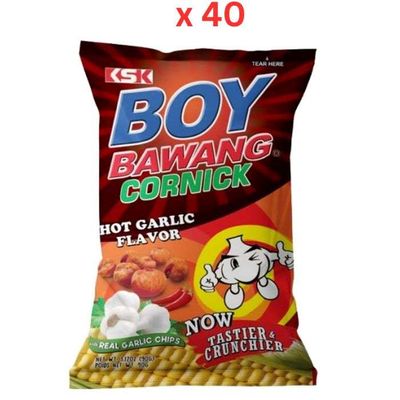 Ksk Hot Garlic Boy Bawang Cornick - 90 Gm Pack Of 40 (UAE Delivery Only)