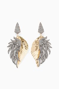 Gold, Silver & Cubic Zirconia Wing Earrings
