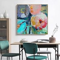 Handmade Oil Painting Canvas Wall Art Decoration Modern Abstract Flowers for Home Decor Rolled Frameless Unstretched Paintin Lightinthebox