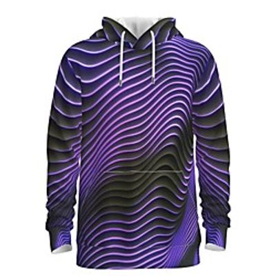 Men's Pullover Hoodie Sweatshirt Graphic Abstract 3D Front Pocket Hooded Daily 3D Print 3D Print Casual Hoodies Sweatshirts  Long Sleeve Purple miniinthebox