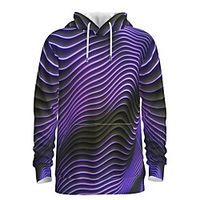 Men's Pullover Hoodie Sweatshirt Graphic Abstract 3D Front Pocket Hooded Daily 3D Print 3D Print Casual Hoodies Sweatshirts  Long Sleeve Purple miniinthebox - thumbnail