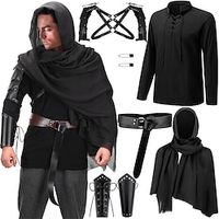 Retro Vintage Medieval Renaissance Outfits Shirt Accessories Pirate Viking Men's Cosplay Costume Halloween Carnival Performance Masquerade Shirt Lightinthebox - thumbnail