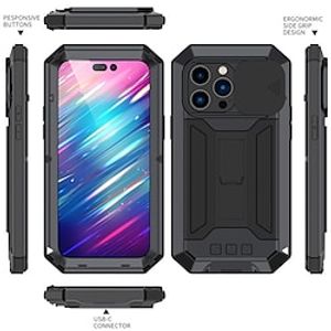Phone Case For Apple Full Body Case iPhone 14 Pro Max iPhone 14 iPhone 13 Pro Max iPhone 13 Pro with Windows Dustproof Anti-Scratch Geometric Pattern Plastic Silica Gel Metal miniinthebox