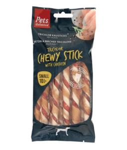 Pets Unlimited Tricolor Chewy Stick with Chicken Small Dog Treats 10pcs