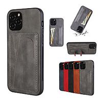 Phone Case For Apple Back Cover Leather iPhone 12 Pro Max 11 SE 2020 X XR XS Max 8 7 Card Holder Shockproof Dustproof Solid Color PU Leather Lightinthebox - thumbnail
