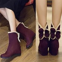 Women's Boots Suede Shoes Plus Size Winter Boots Outdoor Daily Fleece Lined Booties Ankle Boots Hidden Heel Round Toe Elegant Cute Plush Faux Suede Zipper Wine Blue Beige miniinthebox