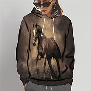 Women's Hoodie Sweatshirt Graphic Animal Print Daily Sports 3D Print Active Cute Hoodies Sweatshirts  Slim Yellow miniinthebox