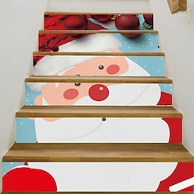 3D Christmas Stair Stickers Decals Xmas Staircase Decals Removable Tile Stair Risers Decals Xmas Home Decor 6 Pieces,Christmas Home Decor miniinthebox