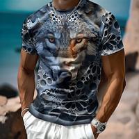 Graphic Animal Wolf 3D Puffy Retro Vintage Casual Street Style Men's 3D Print T shirt Tee Sports Outdoor Holiday Going out T shirt Gray Short Sleeve Crew Neck Shirt Spring Summer Clothing Apparel S Lightinthebox