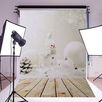 Christmas Snowman Wooden Photography Vinyl Background