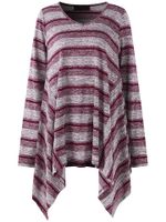 O-NEWE Casual Striped V-Neck Irregular Knit Blouse