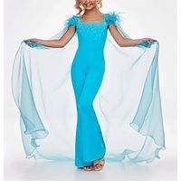 Two Piece Sweep  Brush Train Flower Girl Dress Birthday Girls Cute Prom Dress Chiffon with Feathers  Fur Star Fit 3-16 Years Lightinthebox - thumbnail