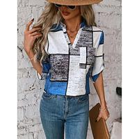 Women's Shirt Blouse Graphic Daily Print Blue Long Sleeve Casual V Neck Spring Summer Lightinthebox
